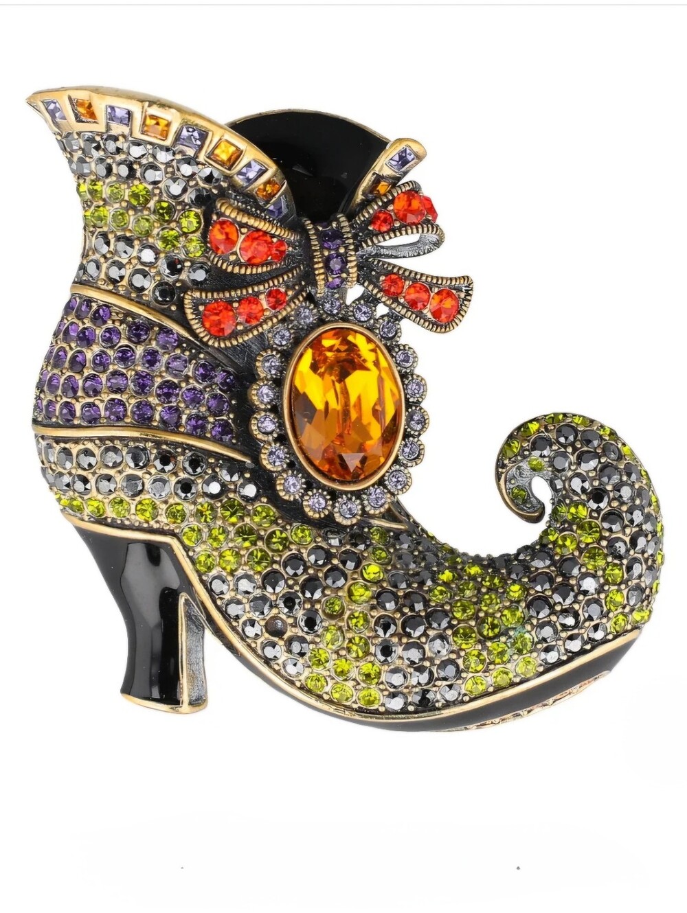 HEIDI DAUS Walk Witch Way SWAROVSKI Crystal Halloween Witch Boot Shoe Brooch Pin - Picture 9 of 14